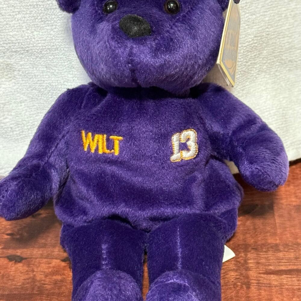1999 "Salvino's B-Ball Bammers" "Wilt Chamberlain" 9in Plush Bear, Purple - NEW